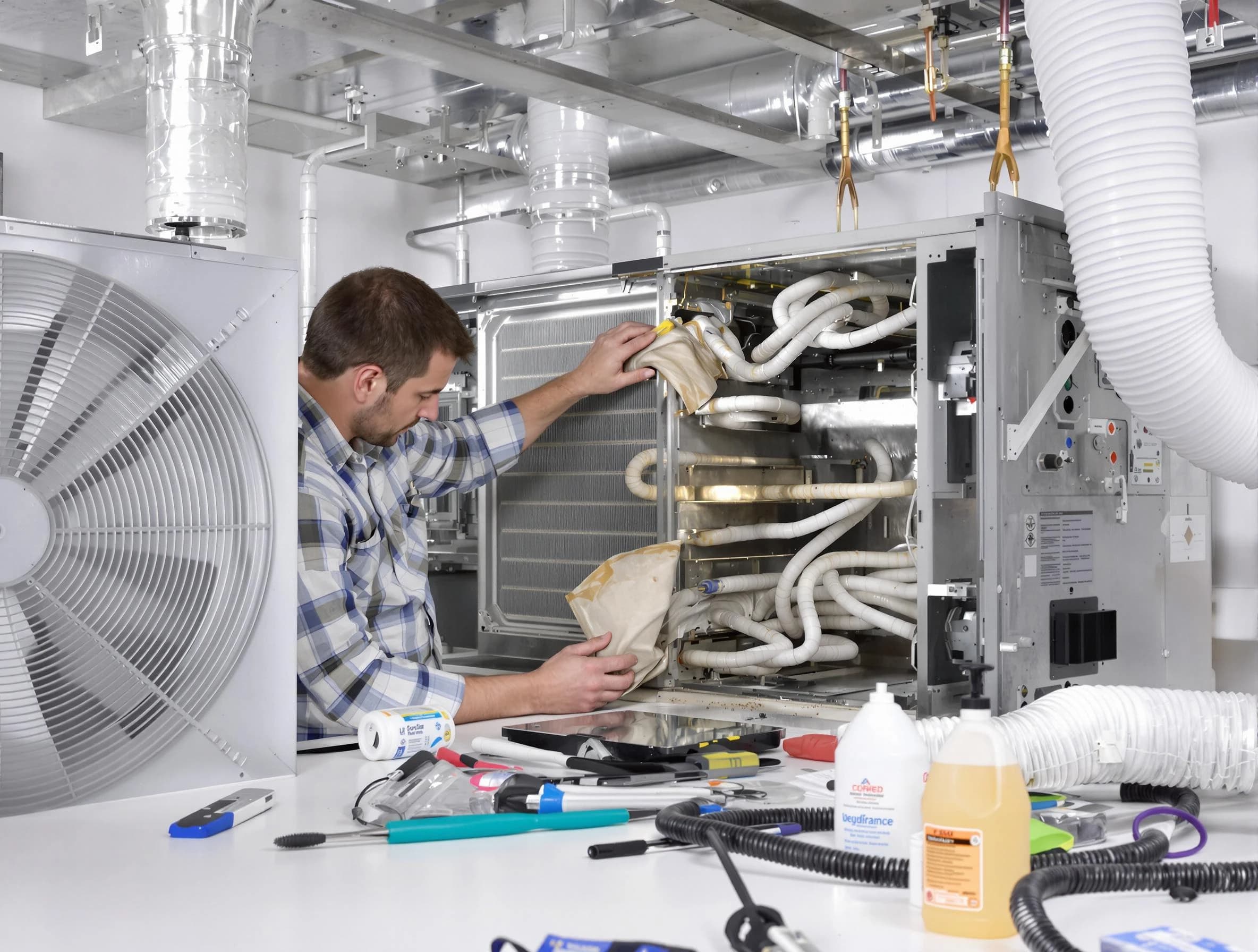 Portland Air Duct Cleaning specialist performing precision AC coil cleaning in Portland