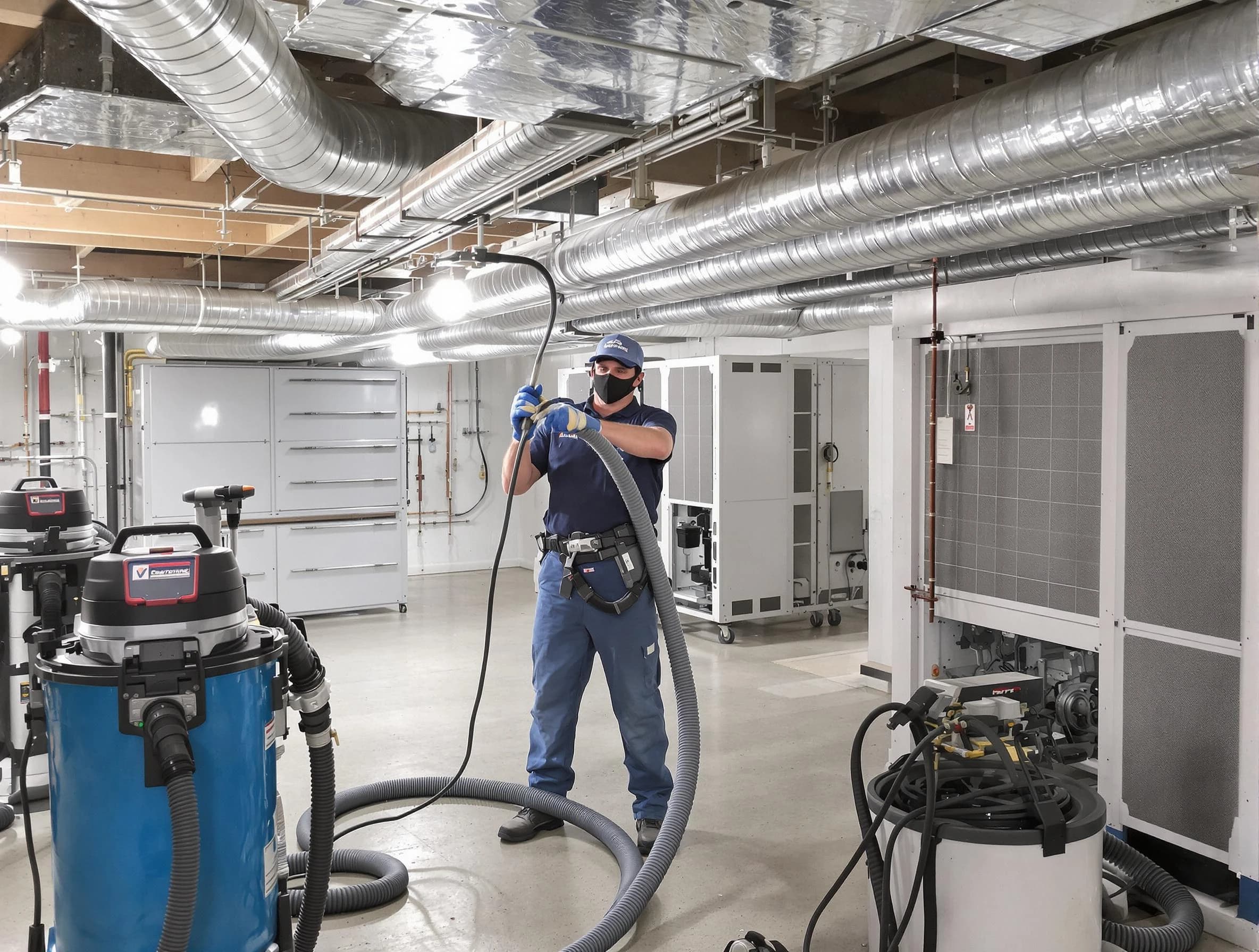 Portland Air Duct Cleaning specialist performing thorough central air duct cleaning for improved system efficiency in Portland