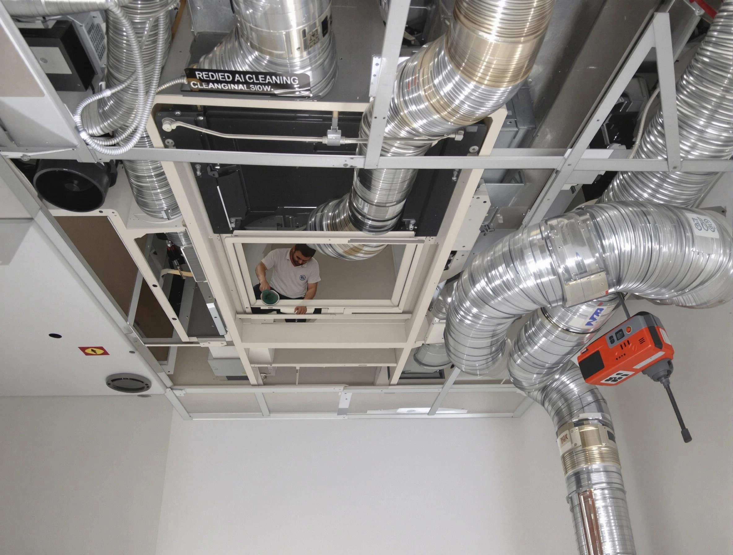 Portland Air Duct Cleaning technician performing detailed central duct system cleaning in Portland