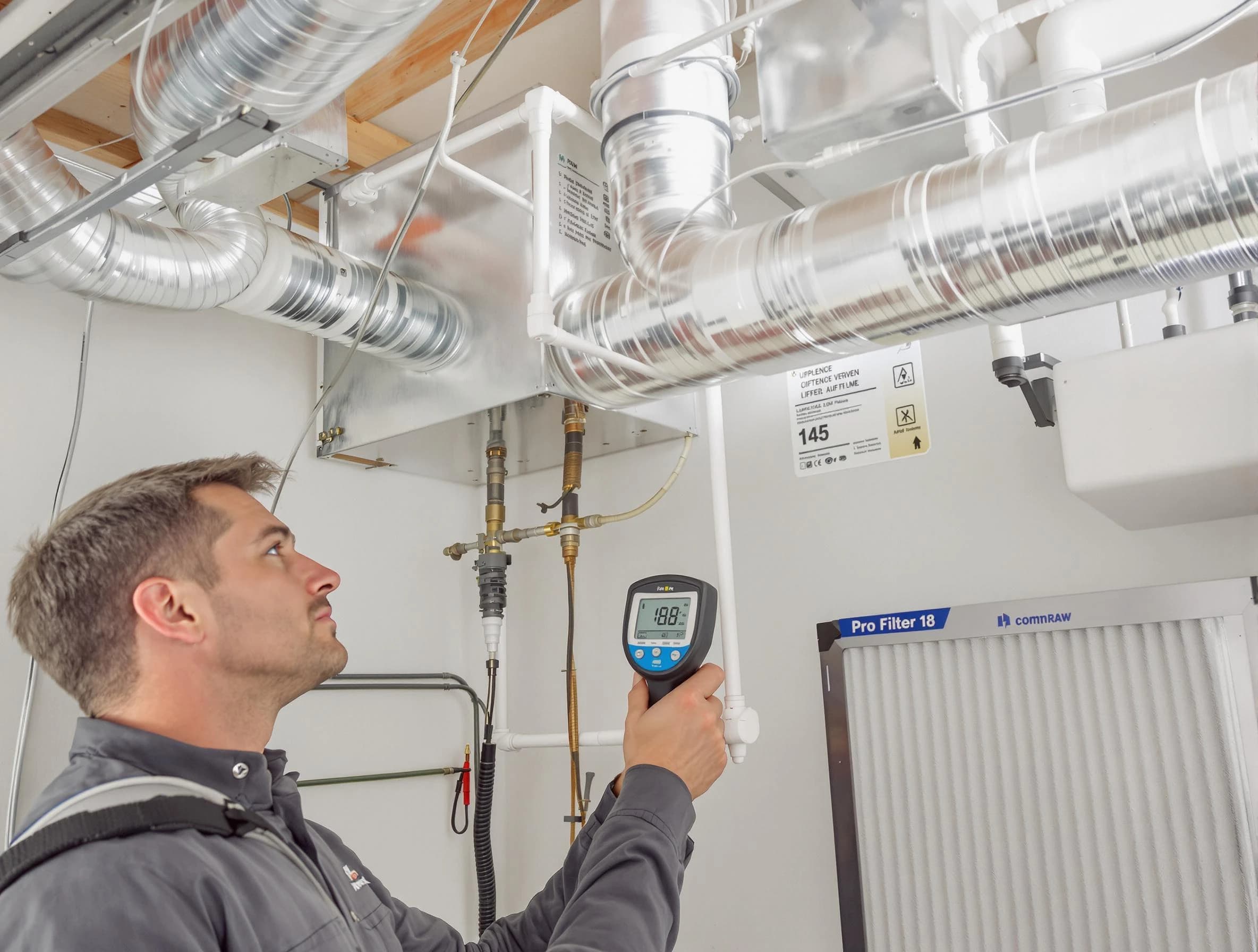 Portland Air Duct Cleaning expert conducting detailed filter system inspection using diagnostic tools in Portland