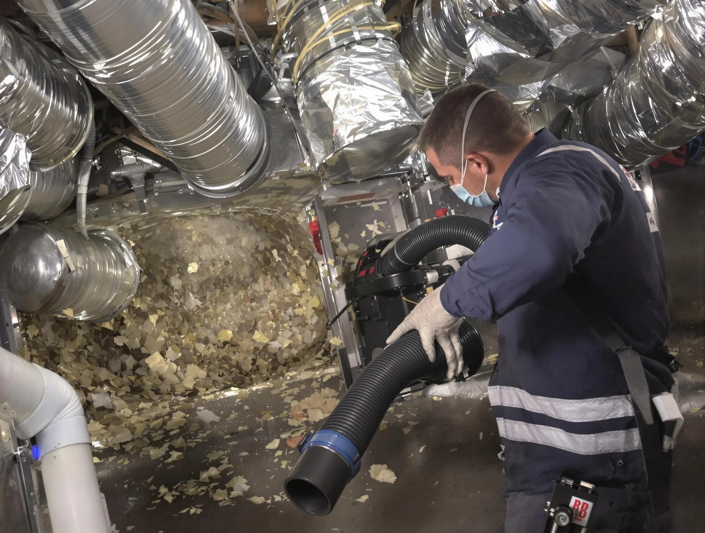 Portland Air Duct Cleaning specialist operating negative pressure cleaning equipment for thorough duct maintenance in Portland