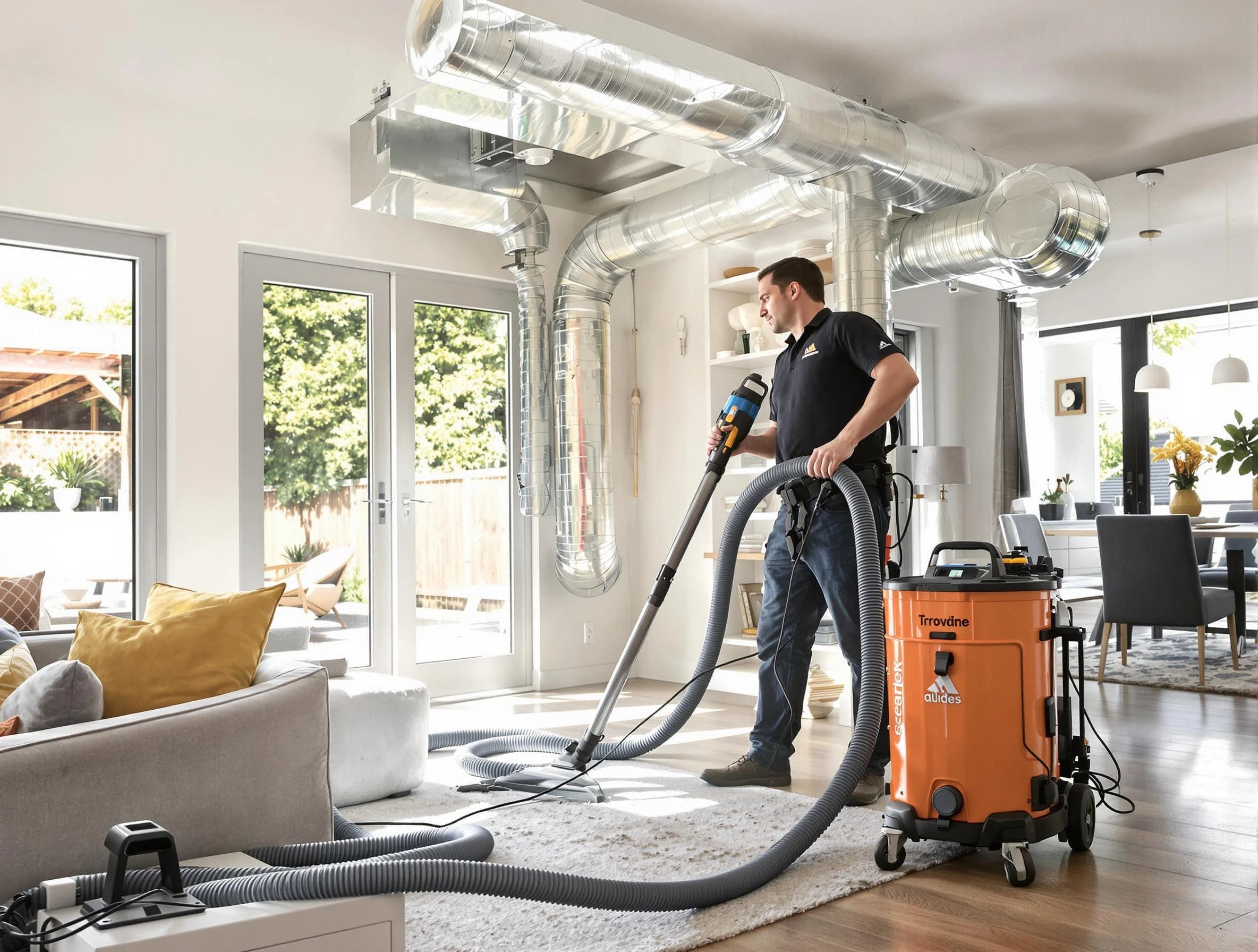 Portland Air Duct Cleaning specialist performing thorough residential duct cleaning using advanced equipment in Portland