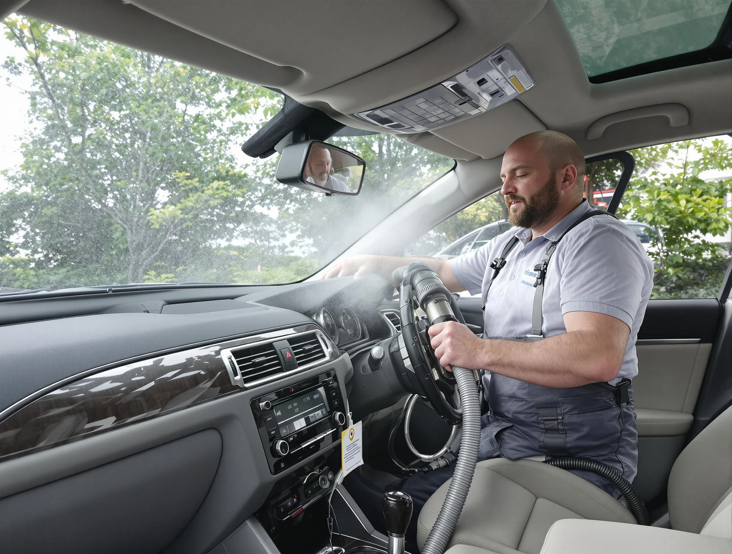 Portland Air Duct Cleaning specialist performing professional car duct cleaning in Portland