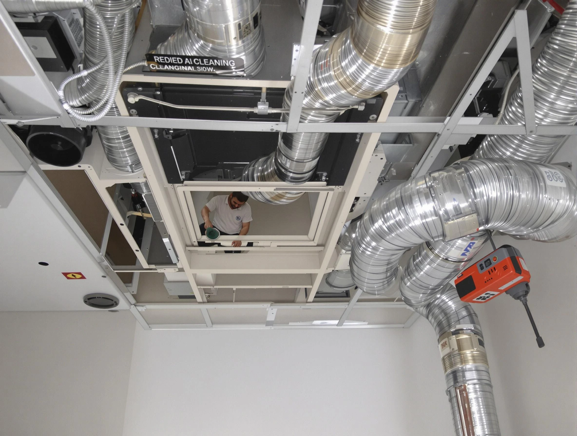 Portland Air Duct Cleaning technician performing detailed central duct system cleaning in Portland