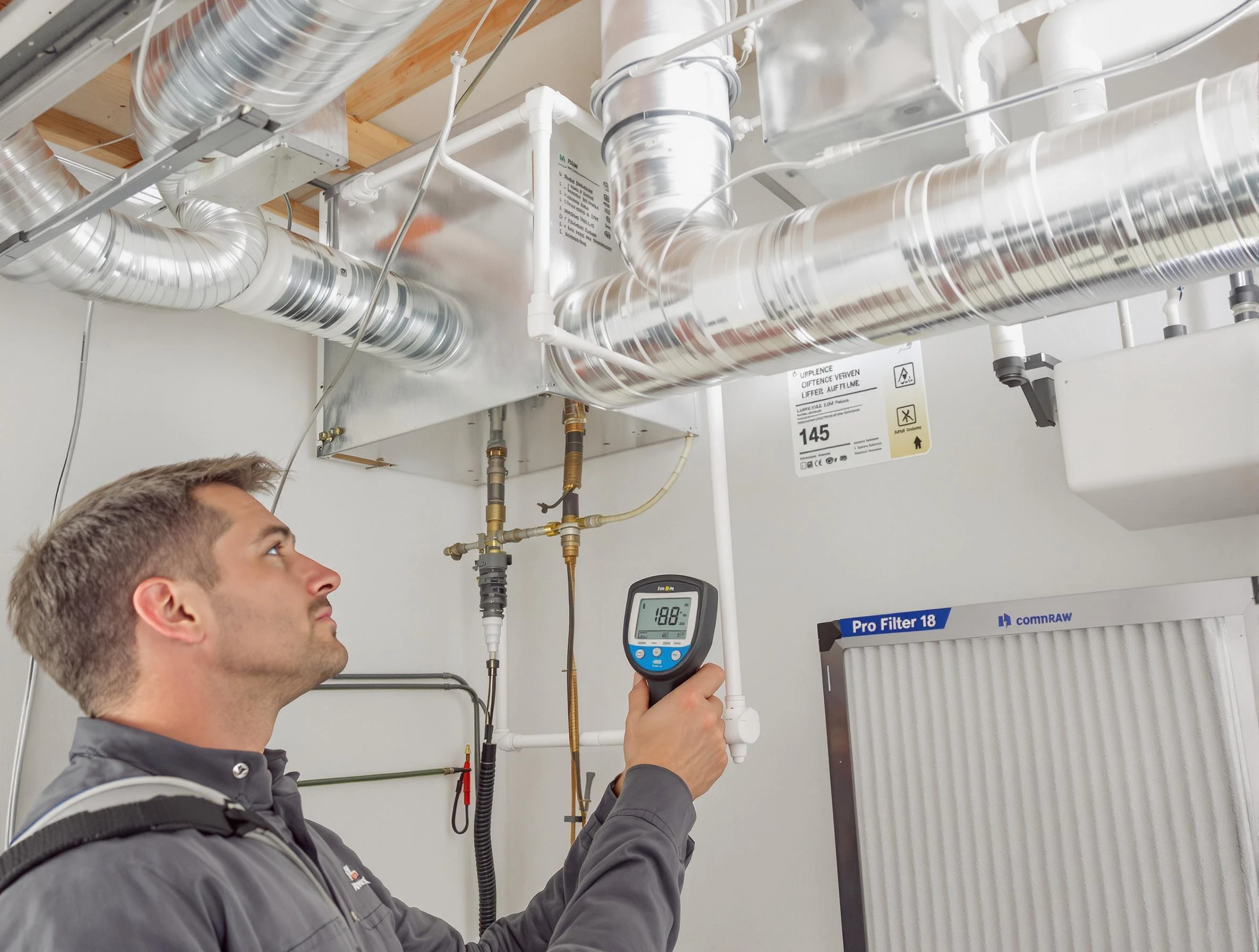 Portland Air Duct Cleaning expert conducting detailed filter system inspection using diagnostic tools in Portland